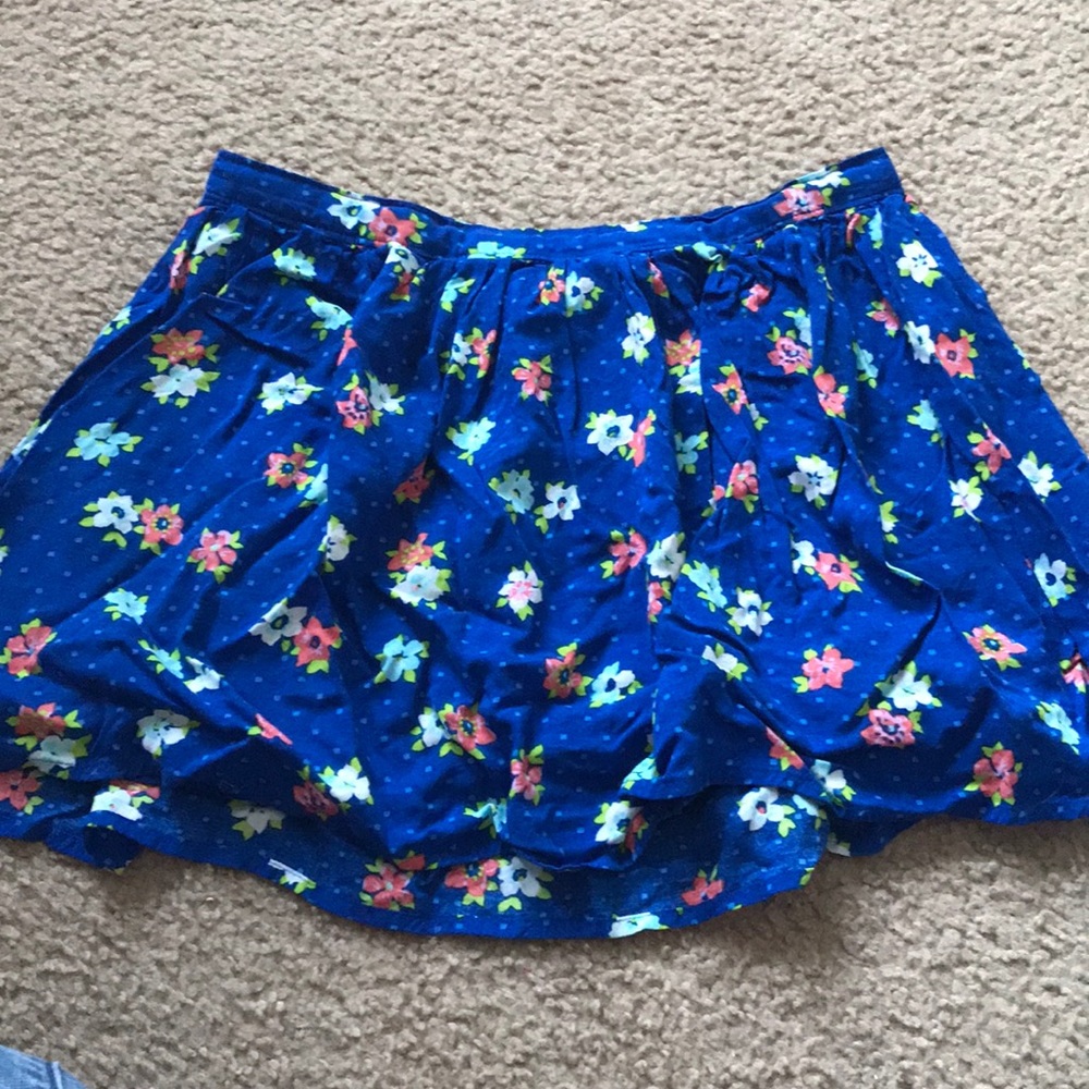 Blue Floral Flowy Skirt